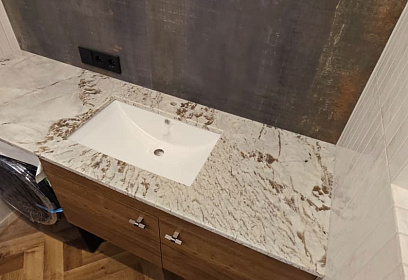 Изготовление и монтаж столешницы в ванную комнату