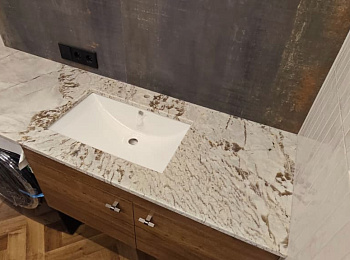 Изготовление и монтаж столешницы в ванную комнату